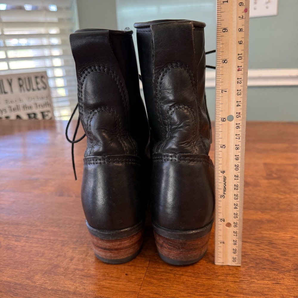 Vintage Durango Men’s 8.5 Black Leather Kiltie Packer Western Lace-Up Boots - Picture 5 of 15